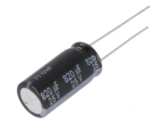 820uF/25V radial Elko 105° 25x10mm Low ESR