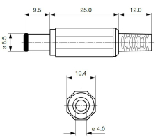 DC-Stecker 6,5/4,3/9,5mm Mittelstift 1,4mm gerade