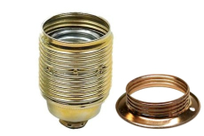 Lampenfassung E27 Außengewinde Messing mit Metall-Schraubring