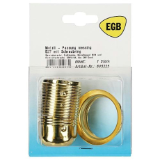 Lampenfassung E27 Außengewinde Messing mit Metall-Schraubring