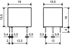 Relais 12VDC   1xUM  10A/250V 5pin  Type 3611