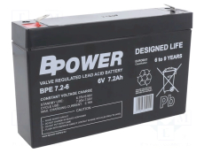 Akku Bleigel 6V 7,2Ah 151x34x100mm AGM BPOWER