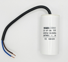 Motorkondensator 25uF 450V Ø42 x 82mm mit Kabel