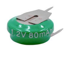 Akku 80mAh 1,2V 16x6mm 3Pin Ni-MH lötbar