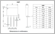 GBP208 800V 2A +WW- GLEICHRICHTER
