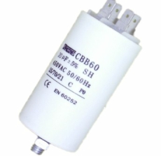 Motorkondensator 20uF 450V Ø40x70mm mit FastOn Stecker 6,3mm