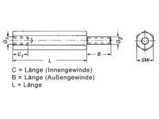 DISTANZBOLZEN METALL 25mm M3 Inn/Außen Gewinde