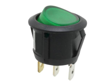 Wippschalter 1pol.EIN AUS12V/6A rund 20,2mm grün