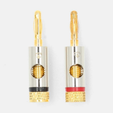 Bananenstecker 4mm Paar High-End rot/schwarz vergoldet