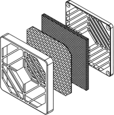 Lüfterfilter 60x60mm mit Gitter mit Wechselfilter
