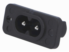 Netzgerätestecker Doppelnut für Geräteeinbau 2pol.