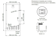 Solarzelle 30W 12V Max. 18,6V mono 650x350x25mm