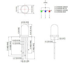 Led 5mm RGB dreifarbig 20mA 25° gemeinsame Anode