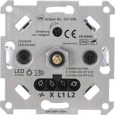 Dimmer Universal für dimmbare Led und Energiesparlampen für Unterputzdose 250W