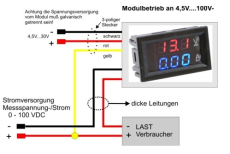 Digital Dual Volt-/ Amper Einbaumodul 0-100V 0-10A