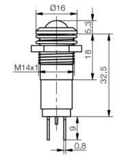 Signallampe LED grn 230v AC 14,2mm