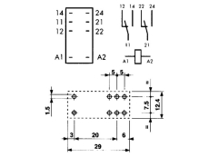 Relais  24VDC  2xUm  8A  250V  8pin Finder 40.52.9.024.0000