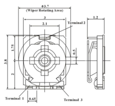 2K Trimmer SMD 0,1W 50V 3x3,5mm -55...125°C