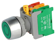 Druckschalter 22mm grün NC+NO 3A/230VAC IP65 beleuchtbar
