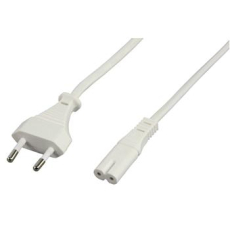 Doppelnut Netzkabel gerade 1,5m weiß mit Eurostecker