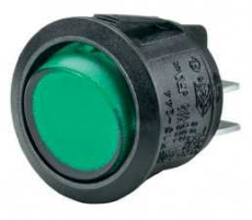 Wippschalter 1pol.EIN AUS250V/6A rund 20,2mm grün