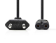 Doppelnut Netzkabel gerade 3m schwarz mit Eurostecker
