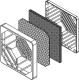 Lüfterfilter 60x60mm mit Gitter mit Wechselfilter