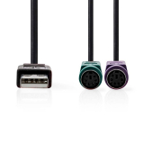 USB Adapter USB-A/2x PS2 für Maus und Tastatur