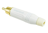 Cinch/RCA Stecker Metall vergoldet weiß High End