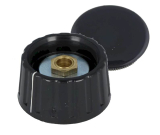Drehknopf Ø 36mm 6mm Achse schwarz mit Deckel