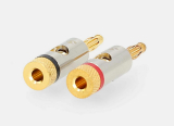 Bananenstecker 4mm Paar High-End rot/schwarz vergoldet