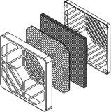 Lüfterfilter 60x60mm mit Gitter mit Wechselfilter