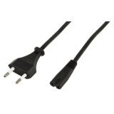 Doppelnut Netzkabel gerade 1,5m schwarz mit Eurostecker
