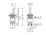 Kippschalter 2pol. EIN EIN 125V/3A DM5mm