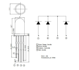 Led 5mm RGB dreifarbig 20mA 30° gemein. Kathode