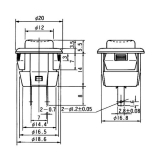 Drucktaster rot 125VAC/3A rund Snap IN DM18mm