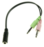 Klinkenkupplung 3,5mm 4pol. auf 2x Stecker für PC-Headset