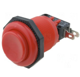 Taster EIN(EIN) rot DM23,6mm 250V 10A Fast-ON