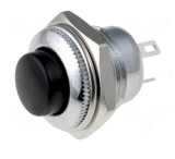 Taster EIN(EIN) schwarz DM12,7mm 250V 1,5A löt.