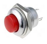Taster EIN(EIN) rot DM12,7mm 250V 1,5A löt.