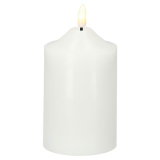 Kerze Led Flamme 15cm Echtwachs weiß Timer