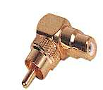 Cinchadapter Stecker -> Buchse Winkel vergoldet